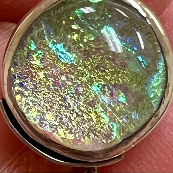 Artisan-made Sterling Silver and Glass Iridescent Earrings - Picture 5 of 14